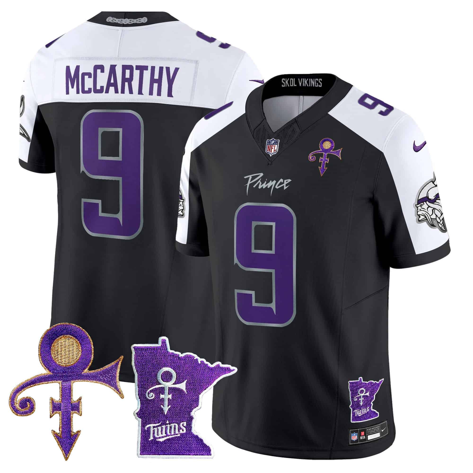 Men Minnesota Vikings #9 Mccarthy Black 2024 Nike Prince Vapor Limited NFL Jersey->customized nfl jersey->Custom Jersey